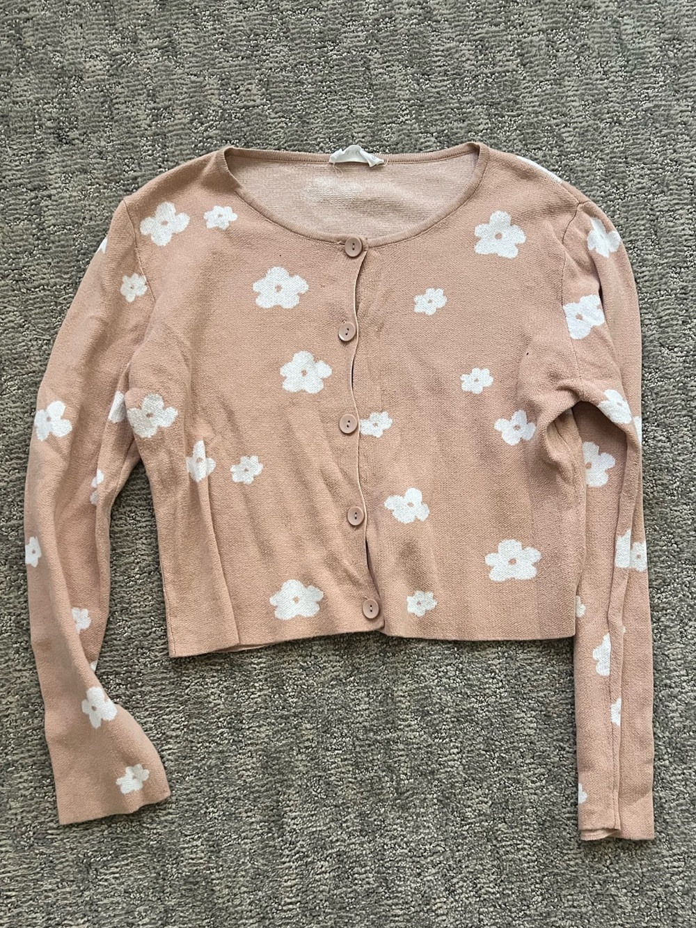 Blush Pink Floral Cropped Cardigan